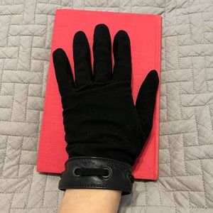 Danier Suede Black Gloves with Leather Trim Wrist